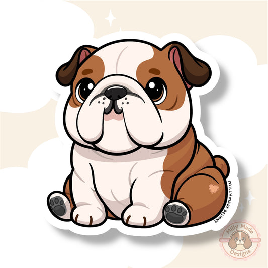 Red English Bulldog Waterproof Vinyl Dog Breed Sticker