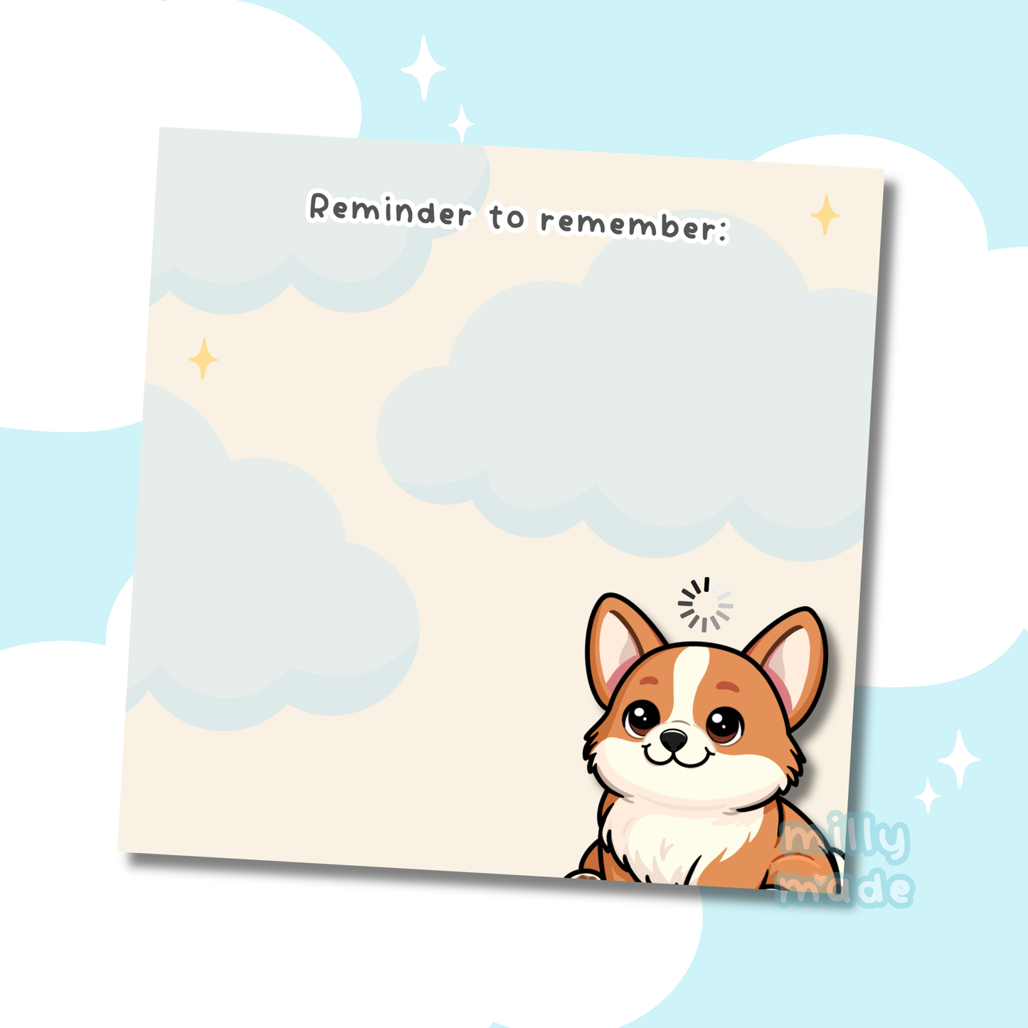 Reminder to Remember Sticky Notes - Corgi Dog | Cute Pet Office Supplies | 50 Sheets