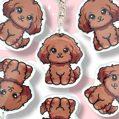 Ruby Brown Cavapoo Acrylic Dog Breed Keychain