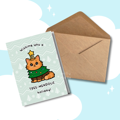 Tree-mendous Holiday Cat Christmas Card | Seasonal | Holiday Greeting Card