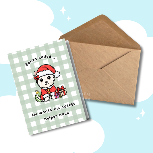 Santa Westie Christmas Card | West Highland Terrier | Seasonal | Holiday Greeting Card