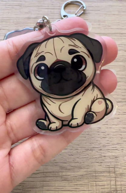 Ruby Brown Cavapoo Cavoodle Cavachon Acrylic Dog Keychain with Epoxy Resin | Easy-Clip, Cute Dog Cartoon, Hand-Drawn Design, Dog Lover Gift